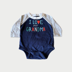 Gap Infant Baby 1pc Snap Bottom Love My Grandma Quarter Sleeve Blue 0-3mos